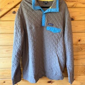 Quilted Pullover with Blue Accents